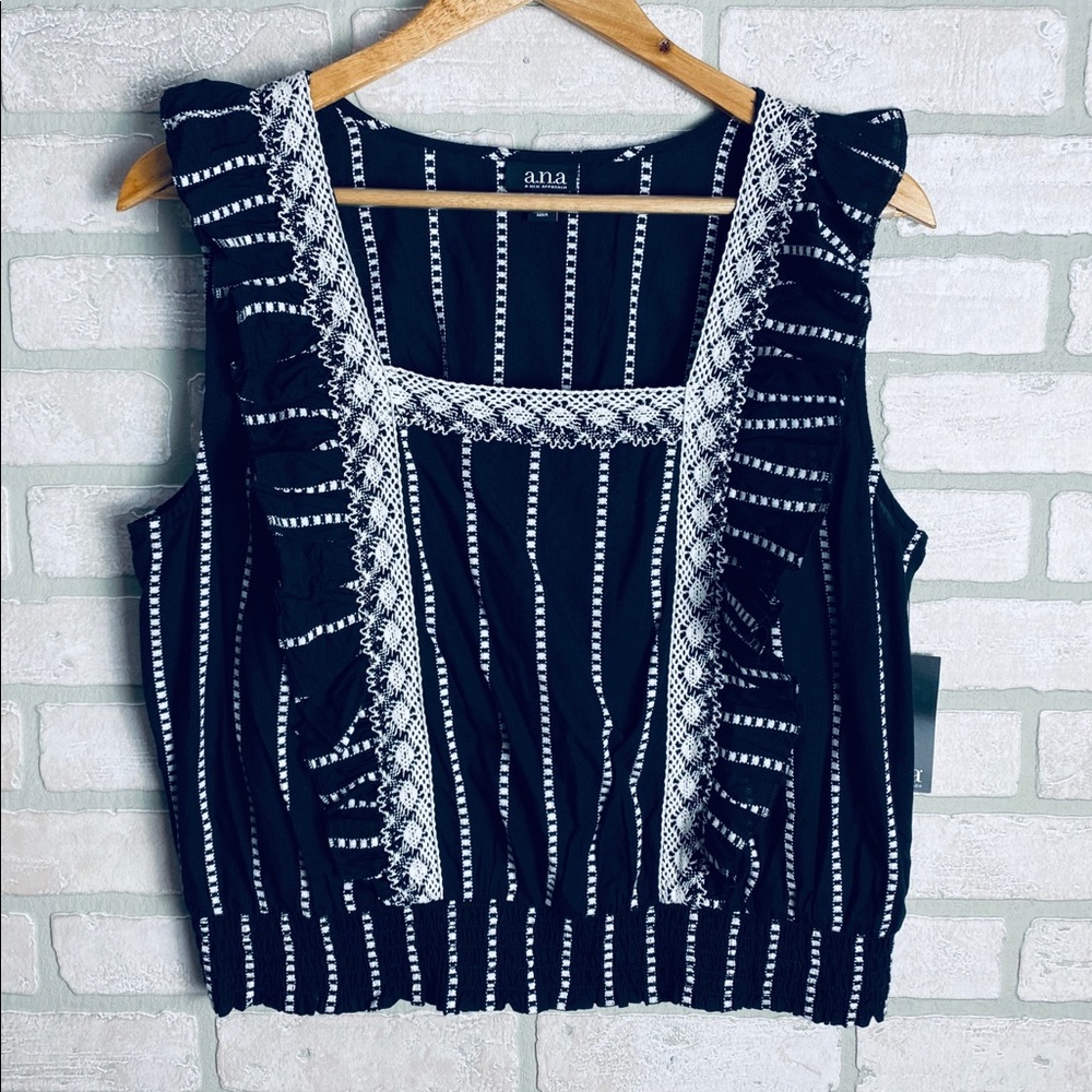 a.n.a Womens Square Neck Sleeveless Blouse